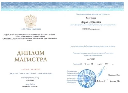 Диплом магистра права
